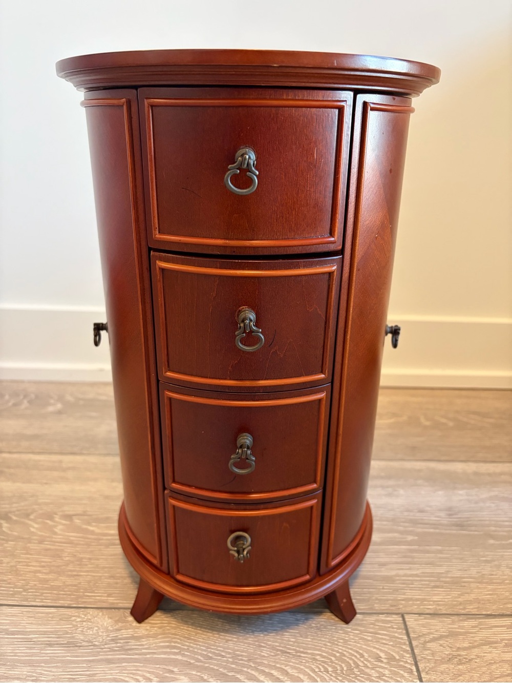 Wood Finish 4-Drawer Jewelry Armoire Chest - Brown